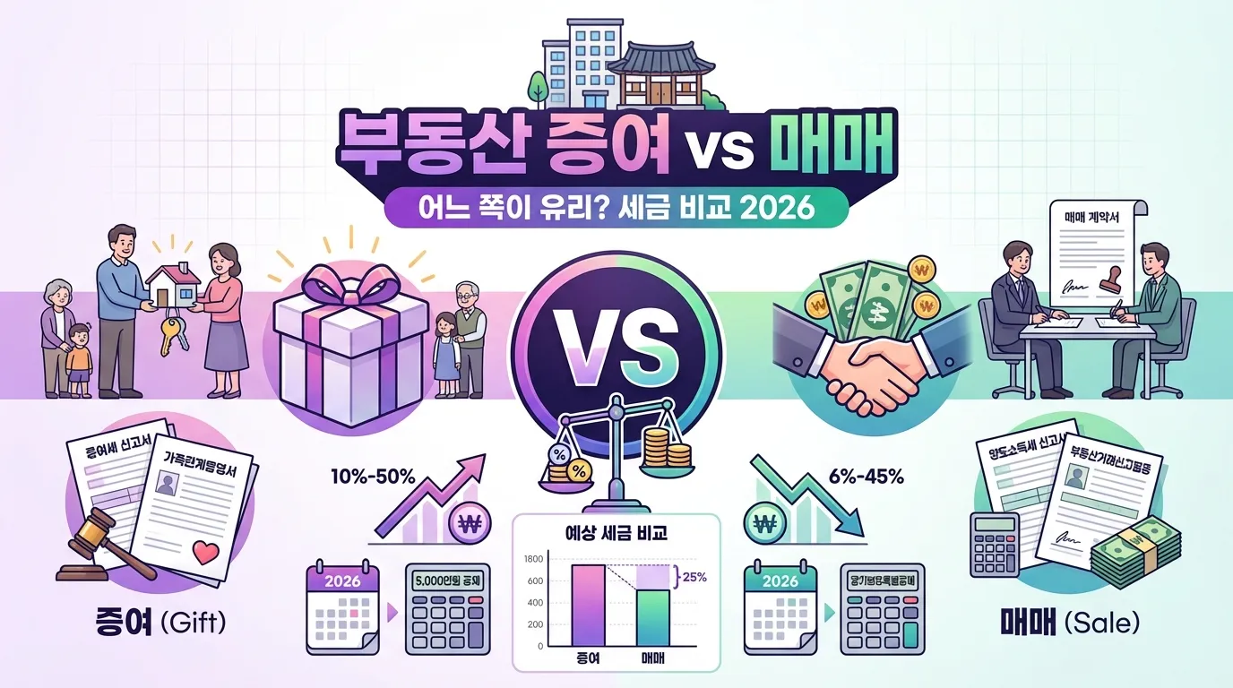 부동산 증여 vs 매매 세금 비교