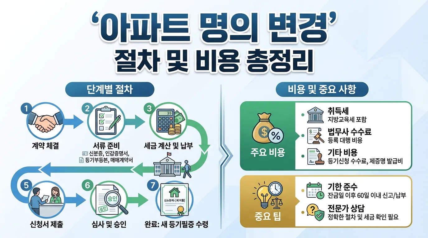 아파트 명의 변경 절차 및 비용